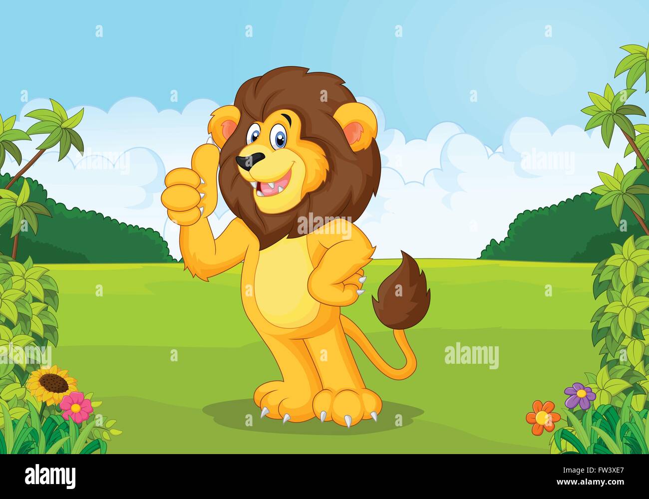 Cartoon lion giving thumb up Stock Vector