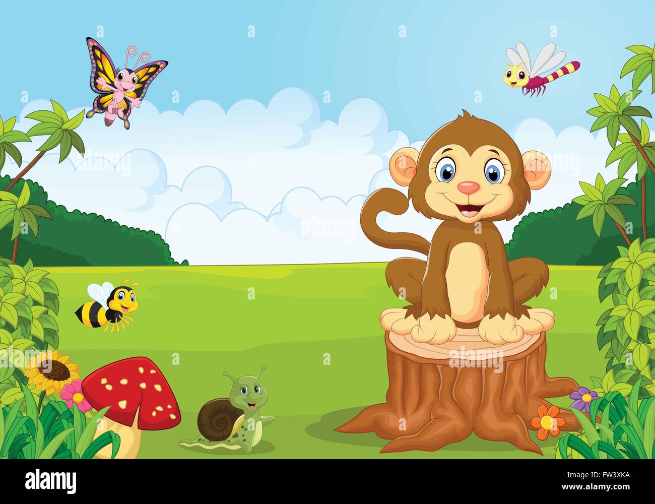 Monkeys in the Forest cartoon