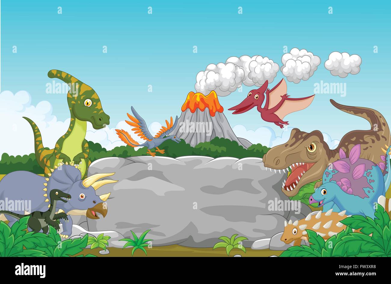 Collection dinosaur in the jungle Stock Vector Image & Art - Alamy