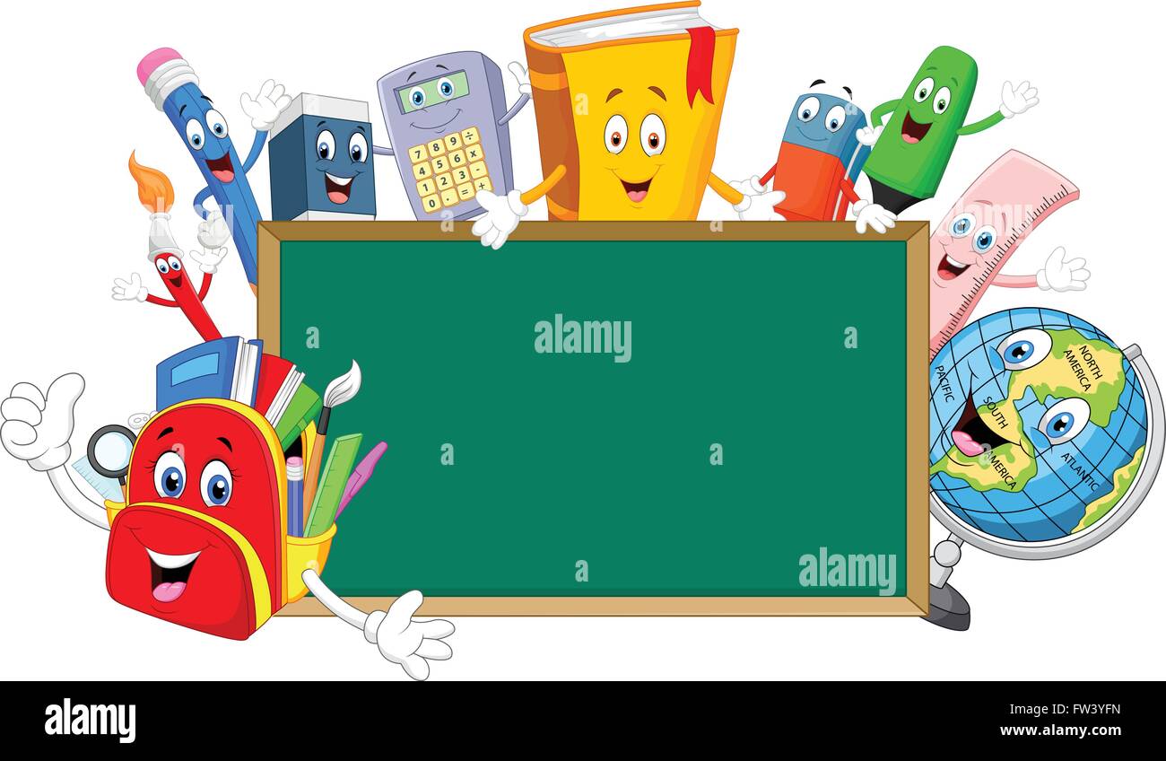 Cartoon collection stationery with blank sign Stock Vector Image & Art