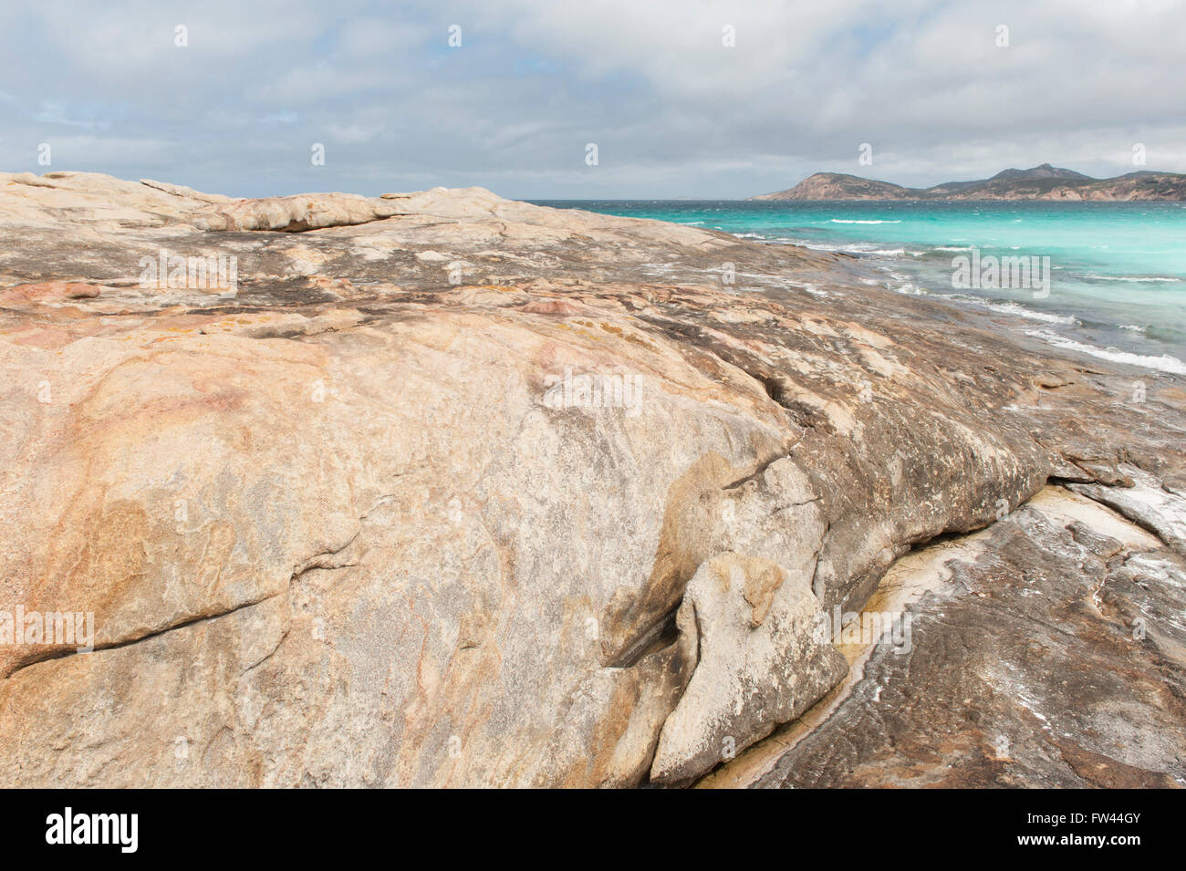 Granite outcrops and turquoise waters at Wylie Bay east of Esperance, Western Australia Stock Photo