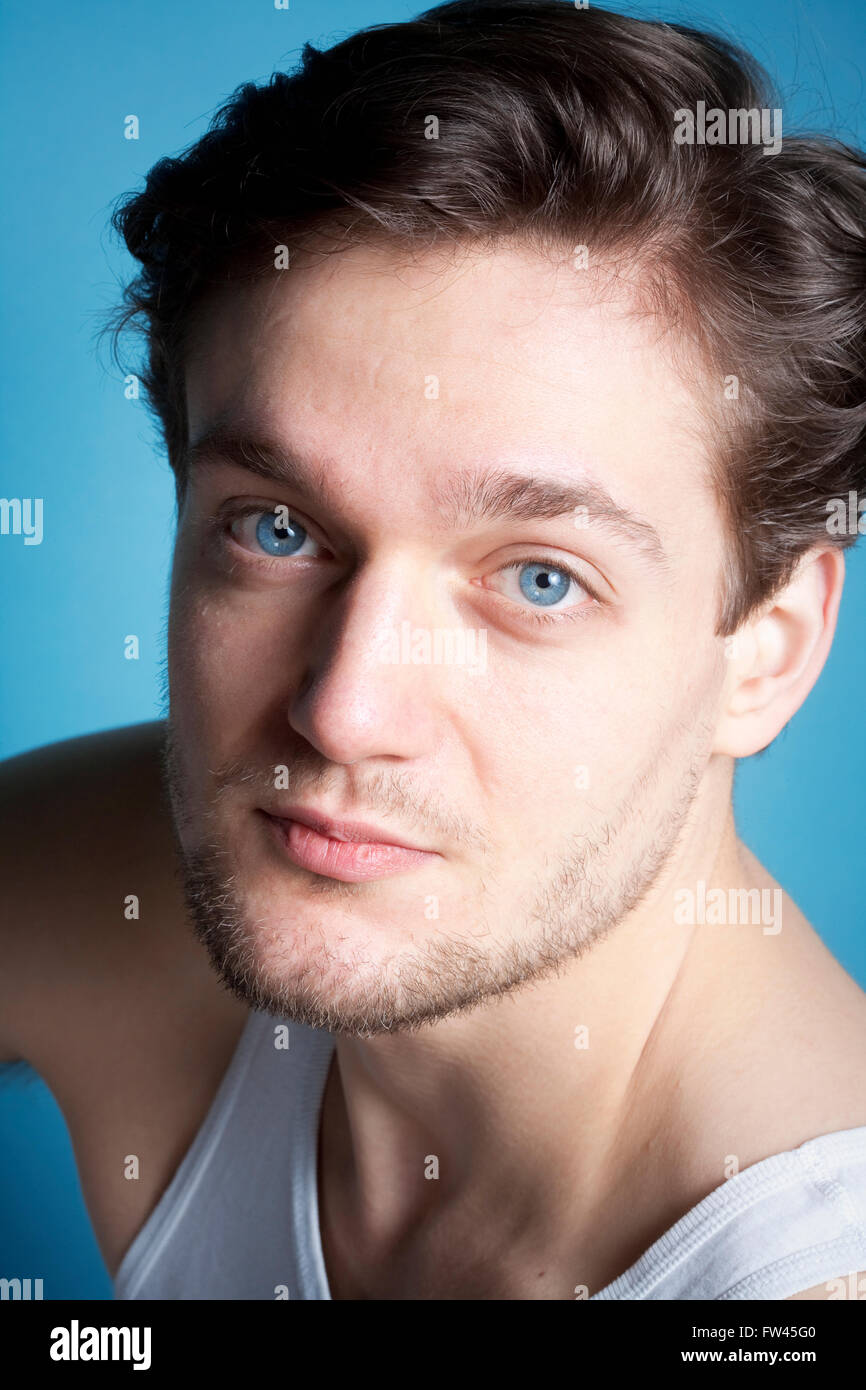 Portrait of a Young Man with Brown Hair. Stock Photo