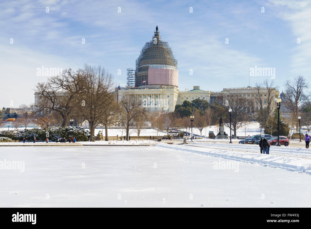 Capitol building in Washington DC in the snow Stock Photo