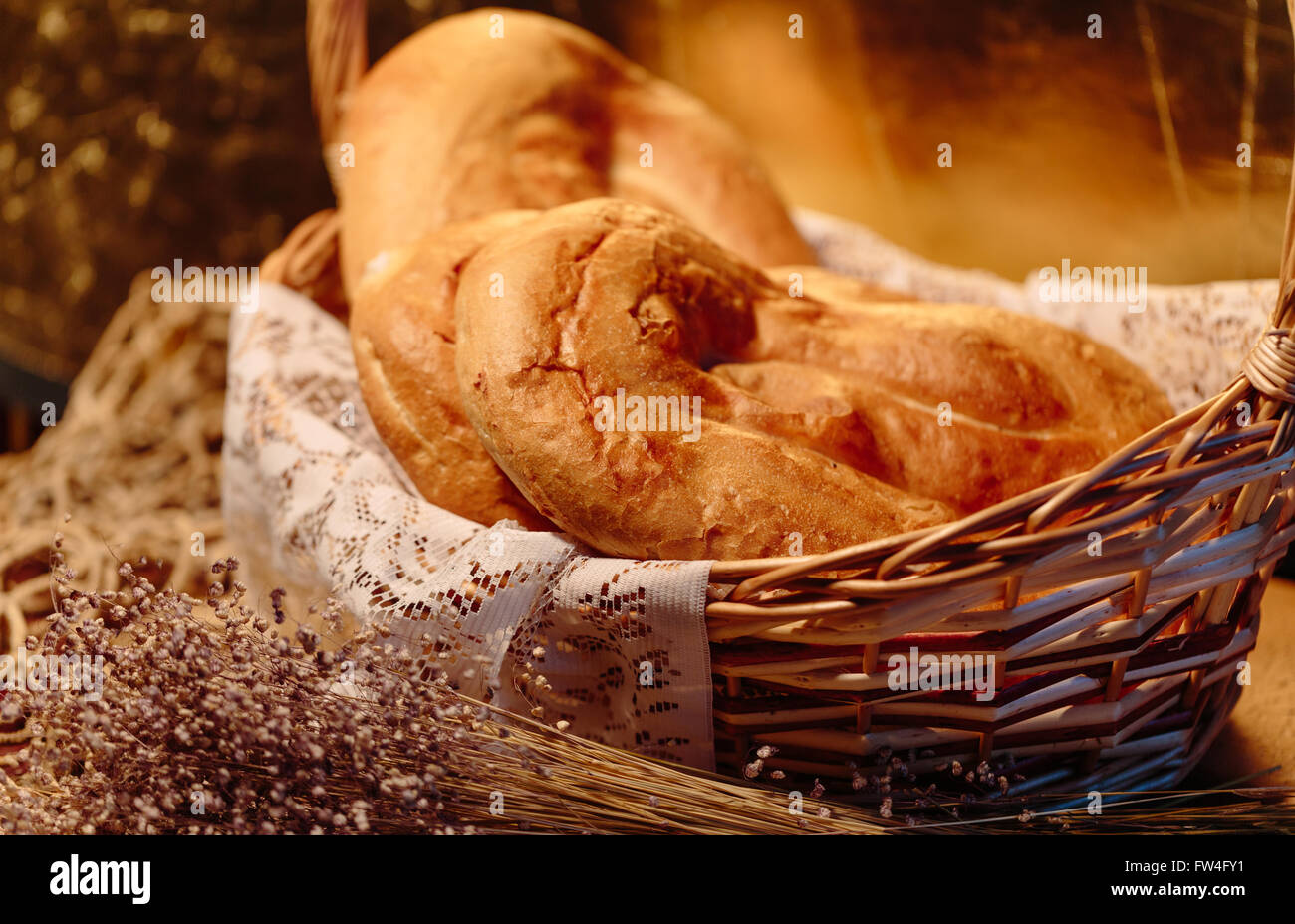 Several Armenian homemade mantakash bread in a basket Stock Photo Alamy