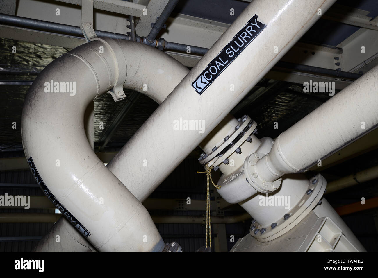 Coal slurry pipes at a washing facility for high grade bituminous coal