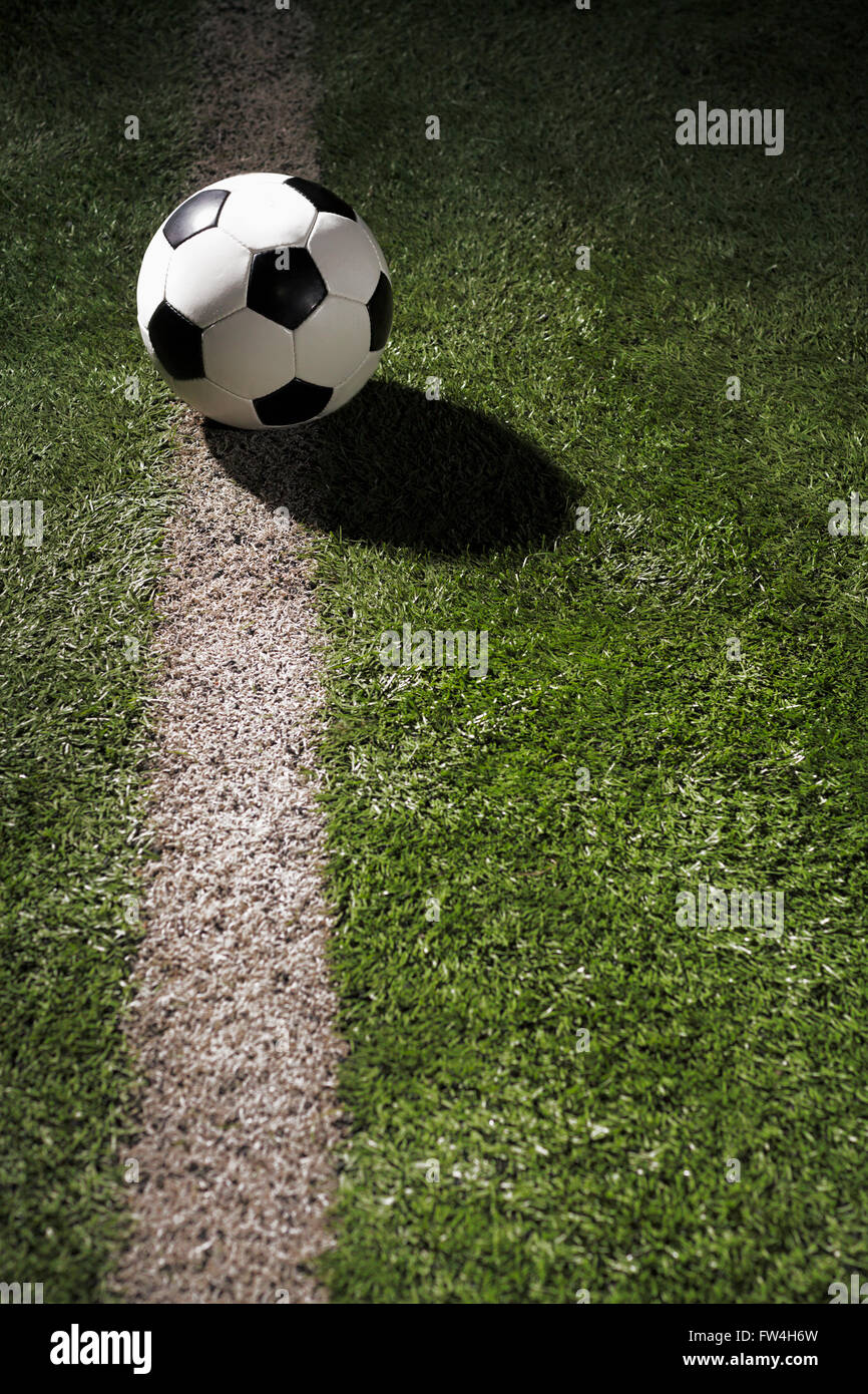 Soccer ball on sports field Stock Photo Alamy