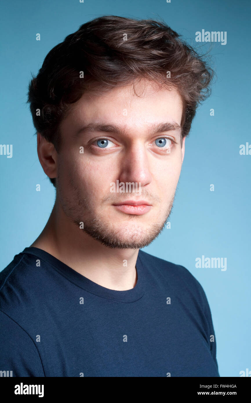 Portrait of a Young Man with Brown Hair. Stock Photo