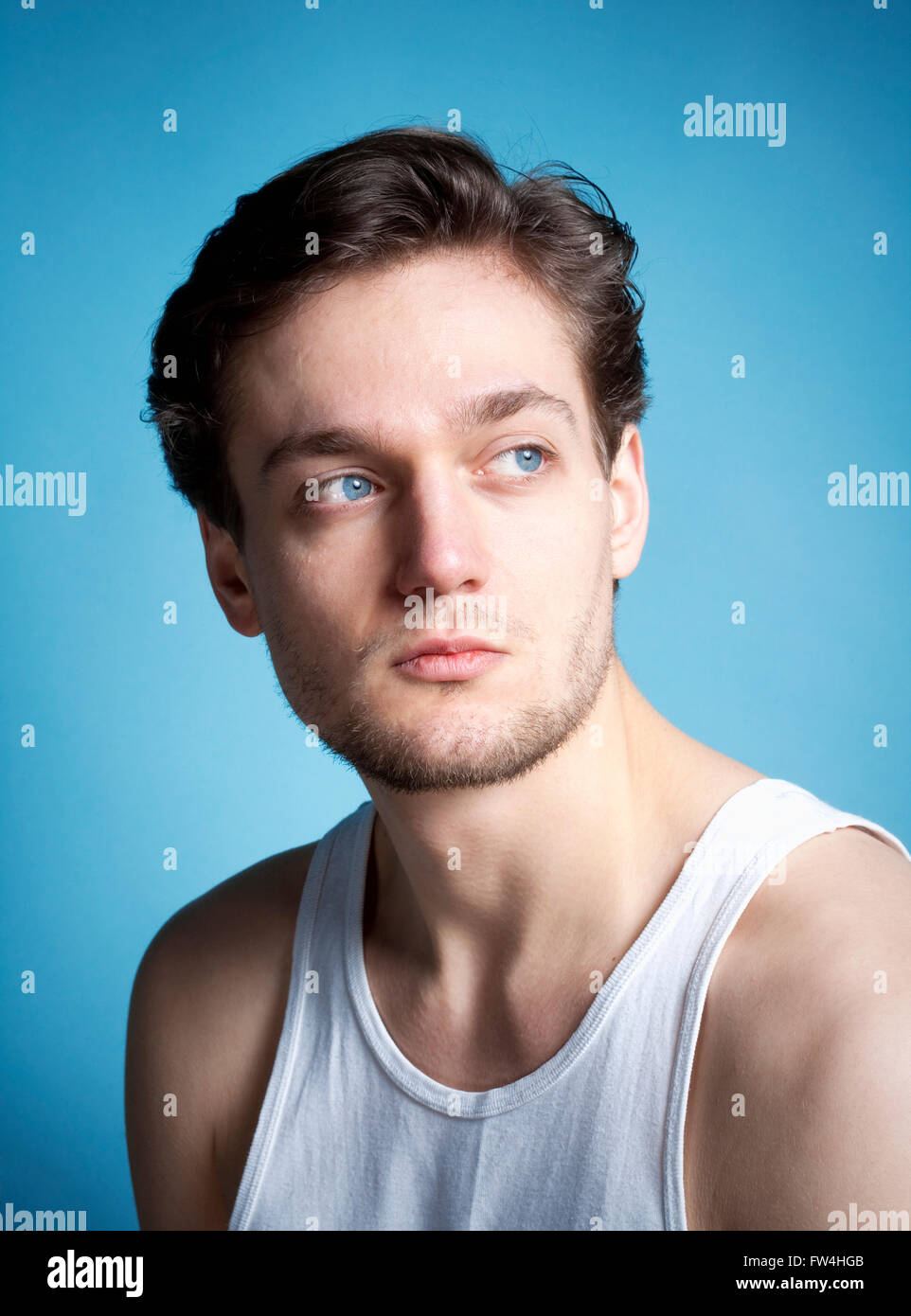 Portrait of a Young Man with Brown Hair. Stock Photo