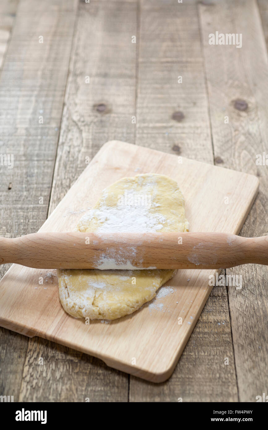 View of Rolling homemade pasta dough Stock Photo - Alamy