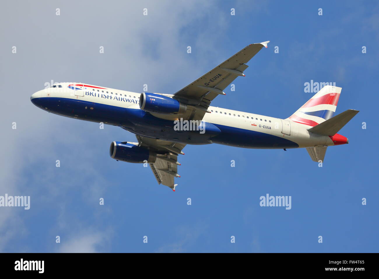 British Airways Airbus A320-200 G-EUUA departing from London Heathrow Airport, UK Stock Photo