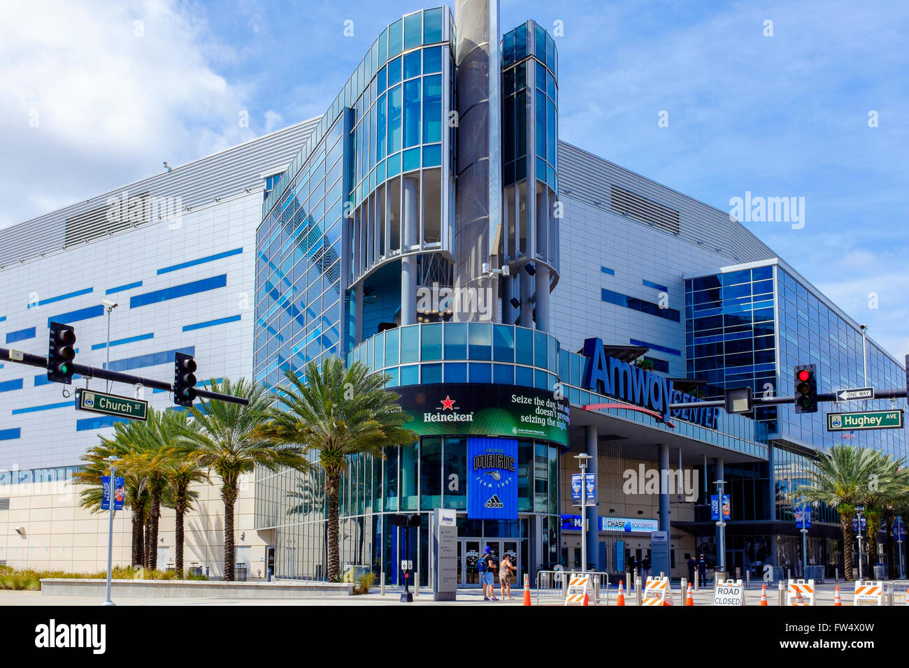 Amway Centre, Downtown Orlando, Florida, the sports stadium of the Orlando Magic Basketball team Stock Photo