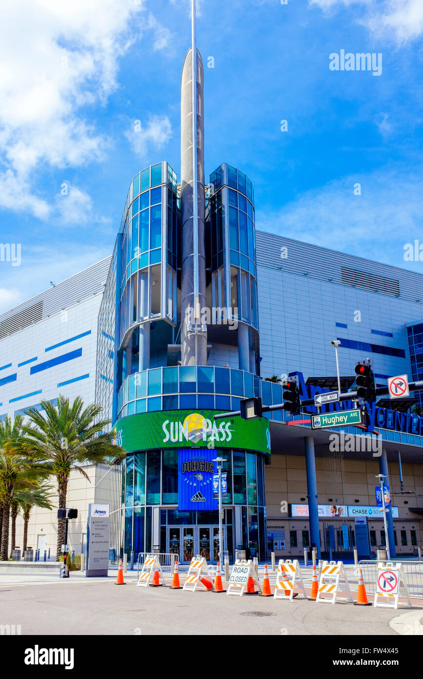 Amway Centre, Downtown Orlando, Florida, the sports stadium of the Orlando  Magic Basketball team Stock Photo - Alamy