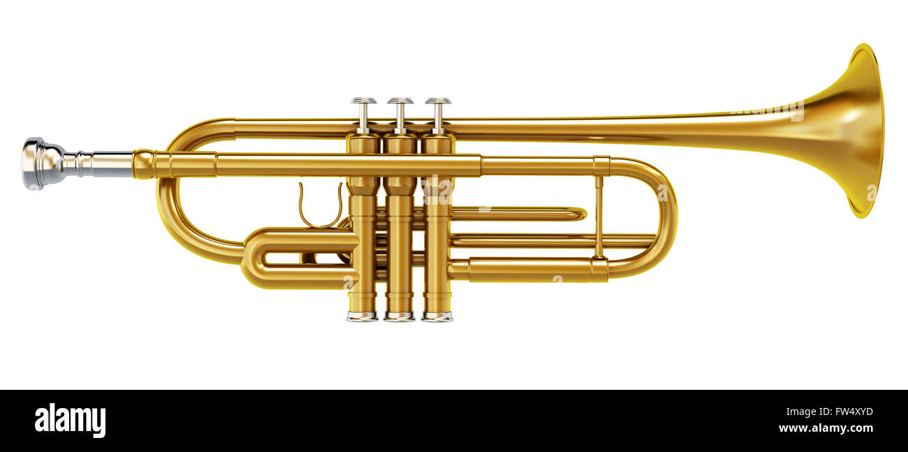 Brass shiny trombone isolated on white background Stock Photo Alamy