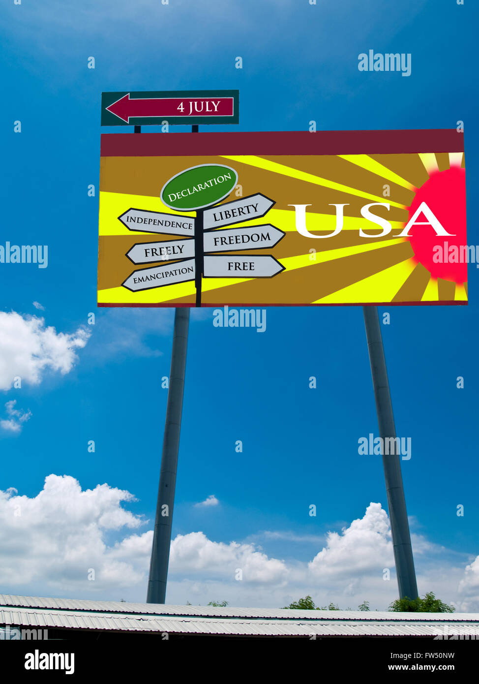 The fourth of July independence day billboard Stock Photo