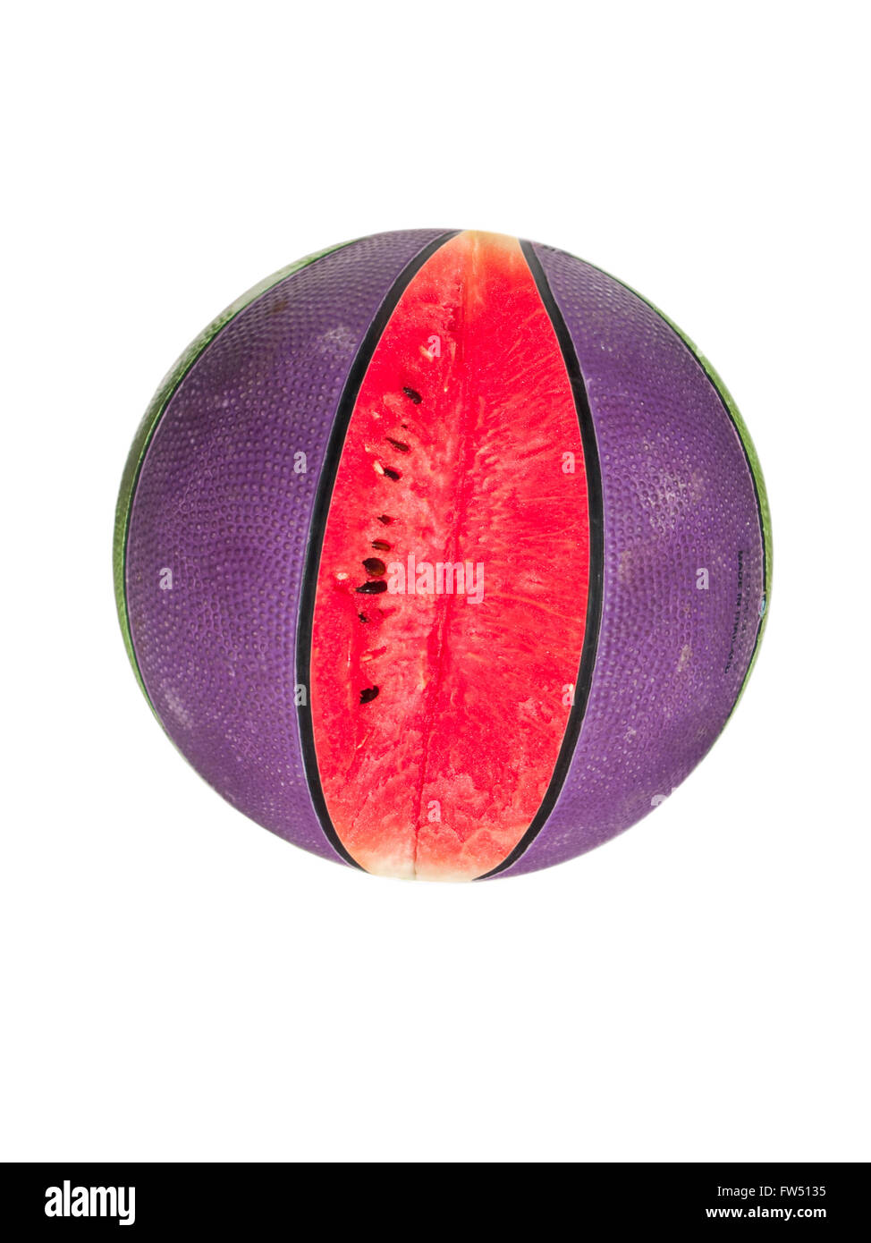 Basketball with red pulpy of watermelon inside Stock Photo Alamy
