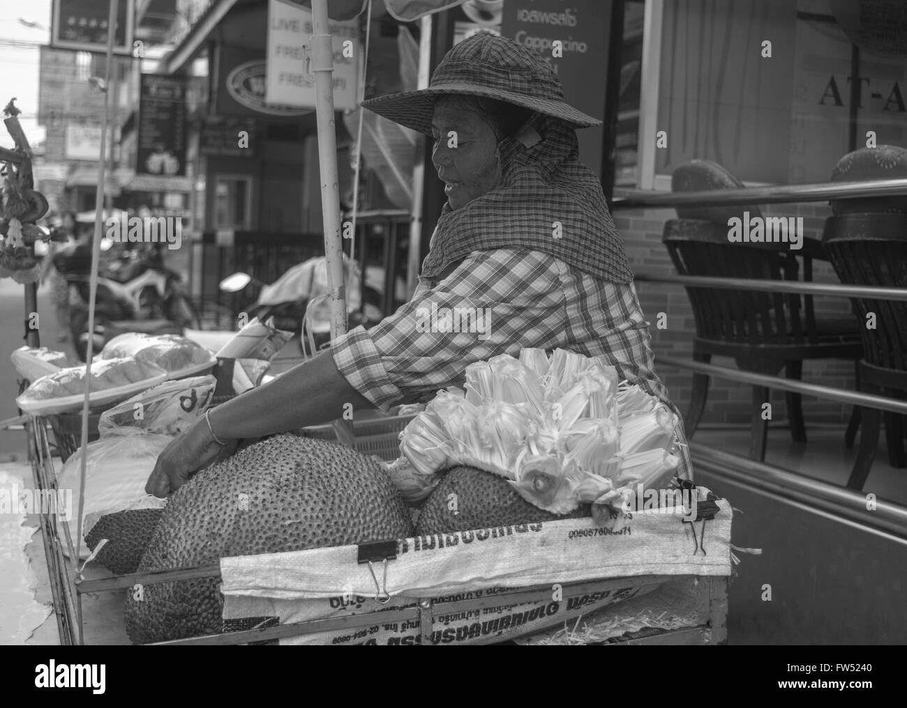 Street life in downtown Pattaya. Stock Photo