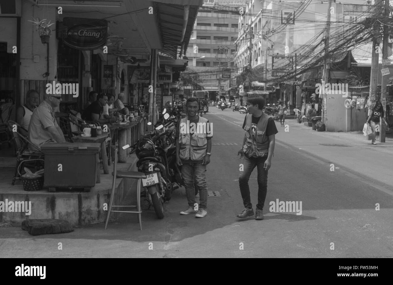 Street life in downtown Pattaya. Stock Photo