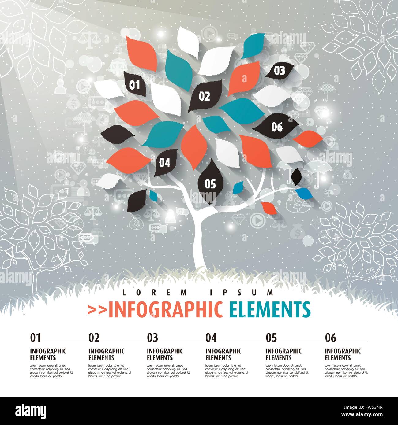 vector flat design infographic template with tree element Stock Vector ...
