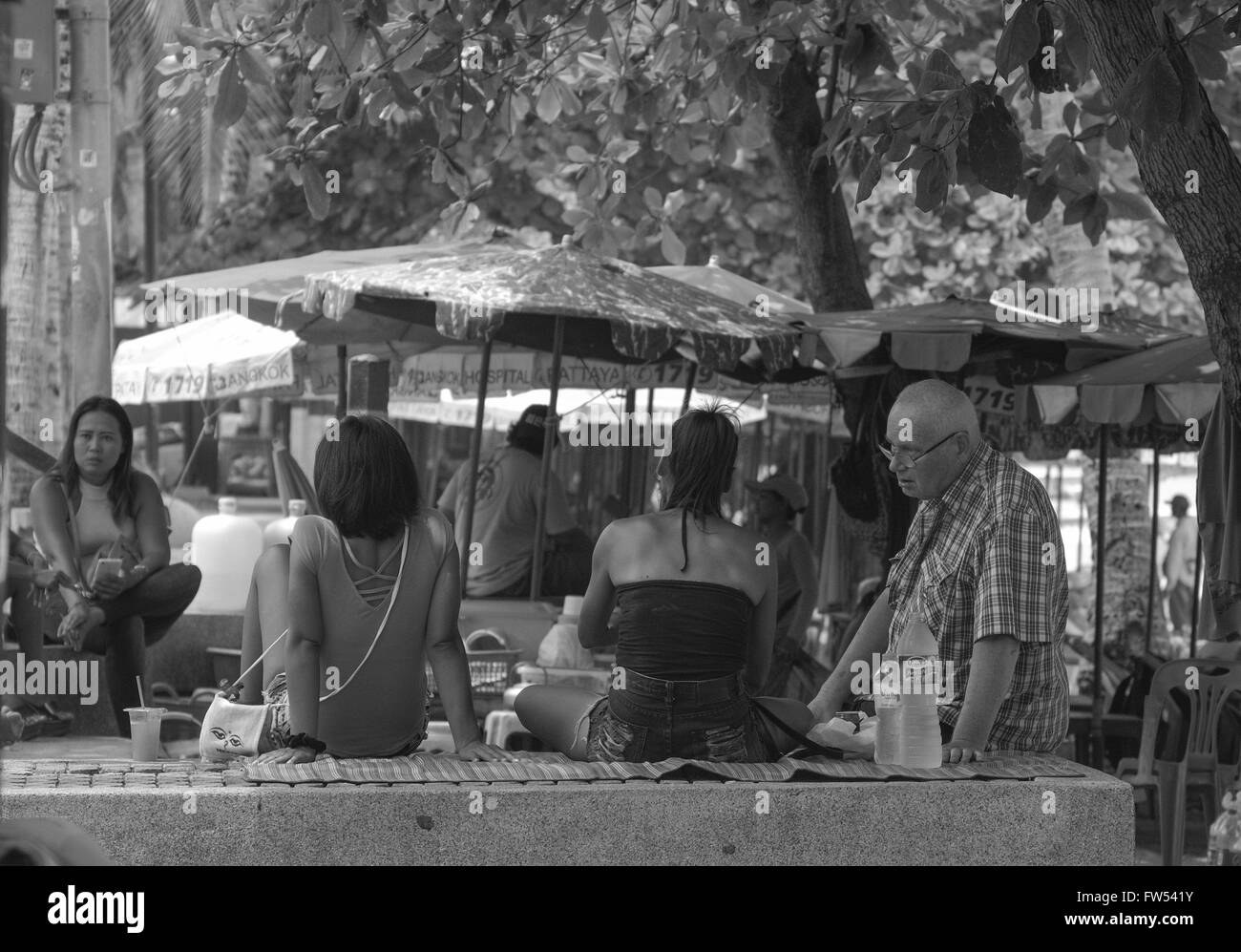 Street life in downtown Pattaya. Stock Photo