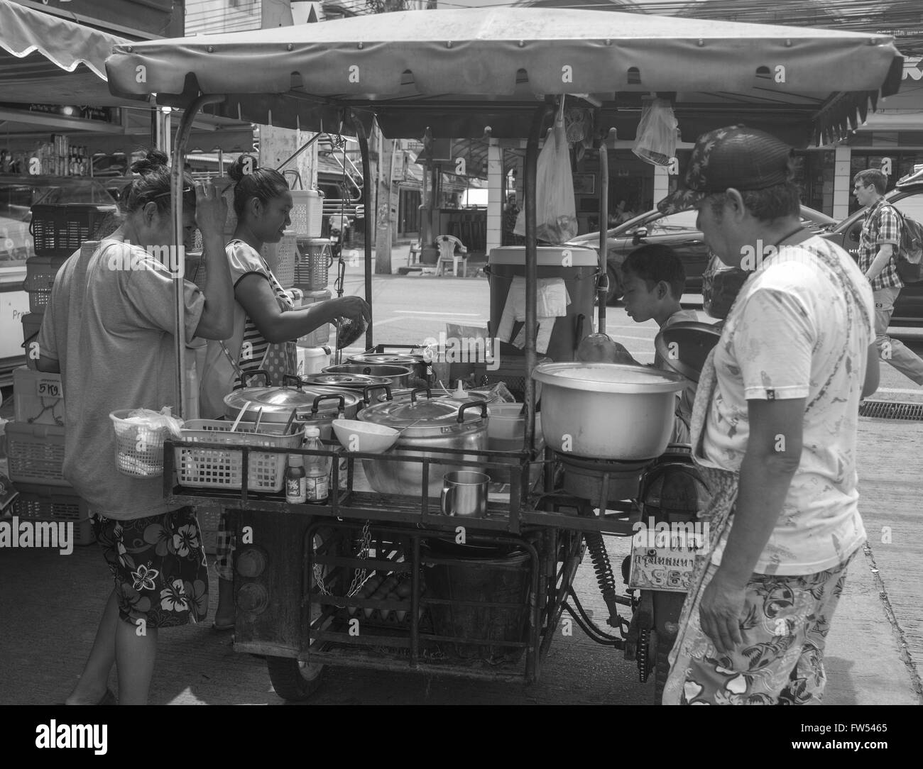 Street life in downtown Pattaya. Stock Photo