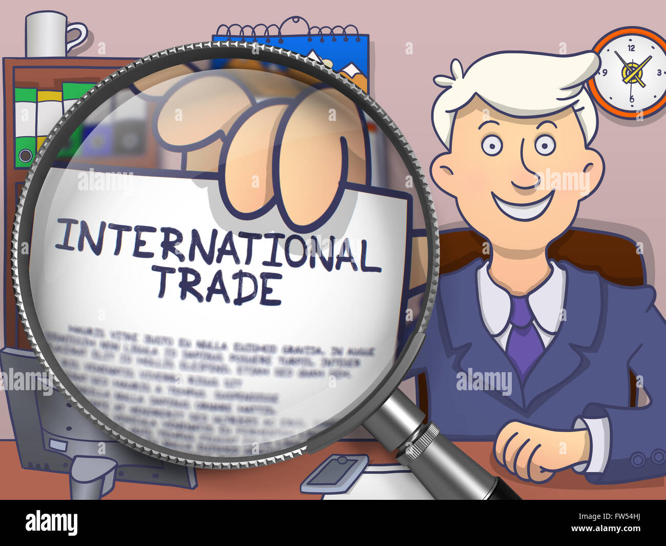 International Trade through Lens. Doodle Concept. Stock Photo