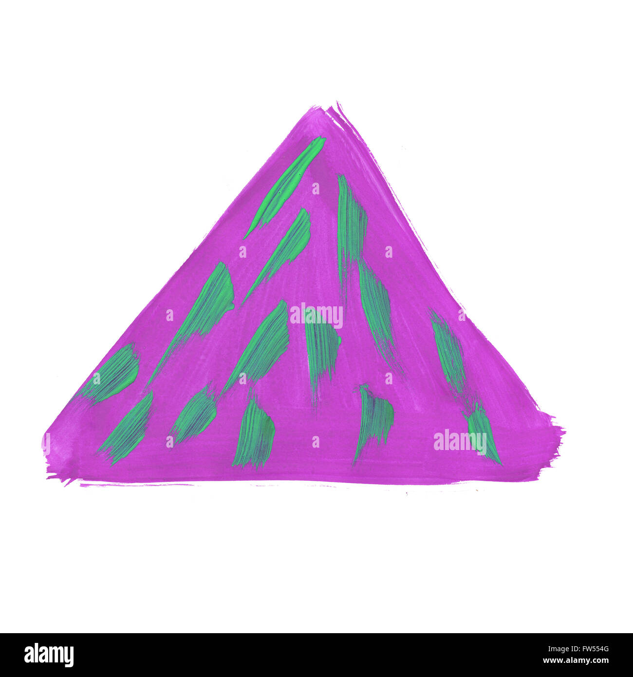 watercolor purple green handmade triangle isolated on white background ...