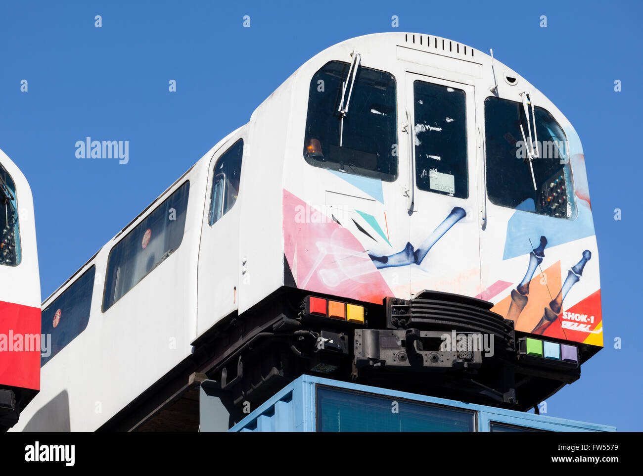 Village Underground's London Tube carriage atop a building in Shoreditch, London, England Stock