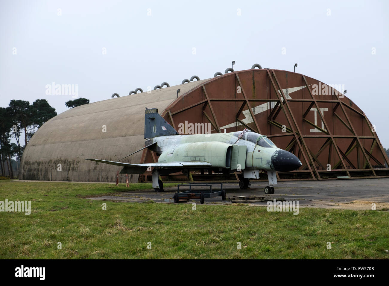Vintage F4 Phantom (RAF version) fighter-jet at the former UASF Bentwaters base, Suffolk, UK. Stock Photo