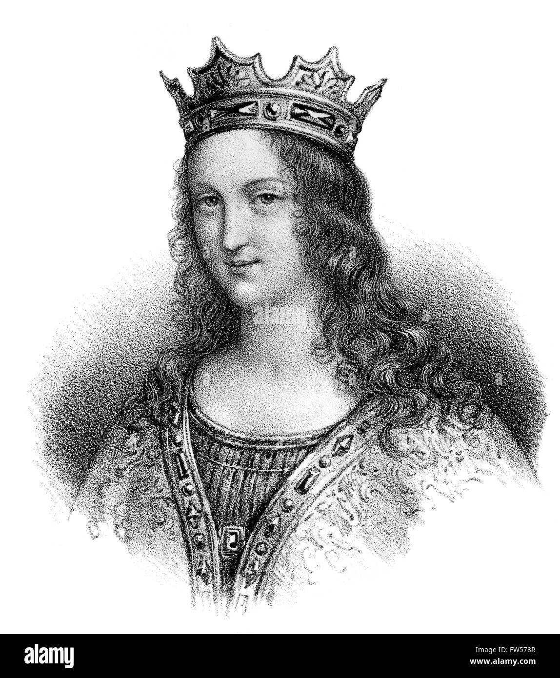 Adelaide-Blanche of Anjou, c.  940-1026, wife to Louis V, called The Lazy; c. 966/67-987, King of Western Francia Stock Photo