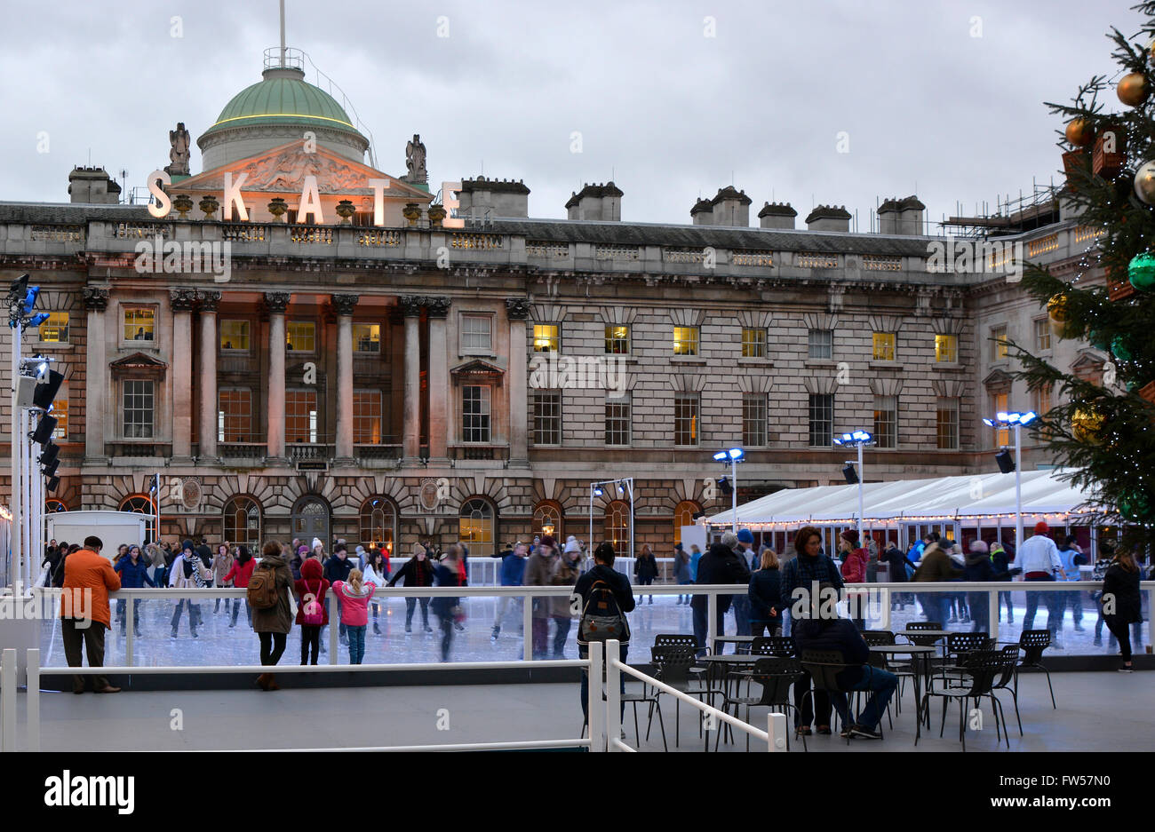 People enjoying the Ice Skating Rink at Somerset House in London ...