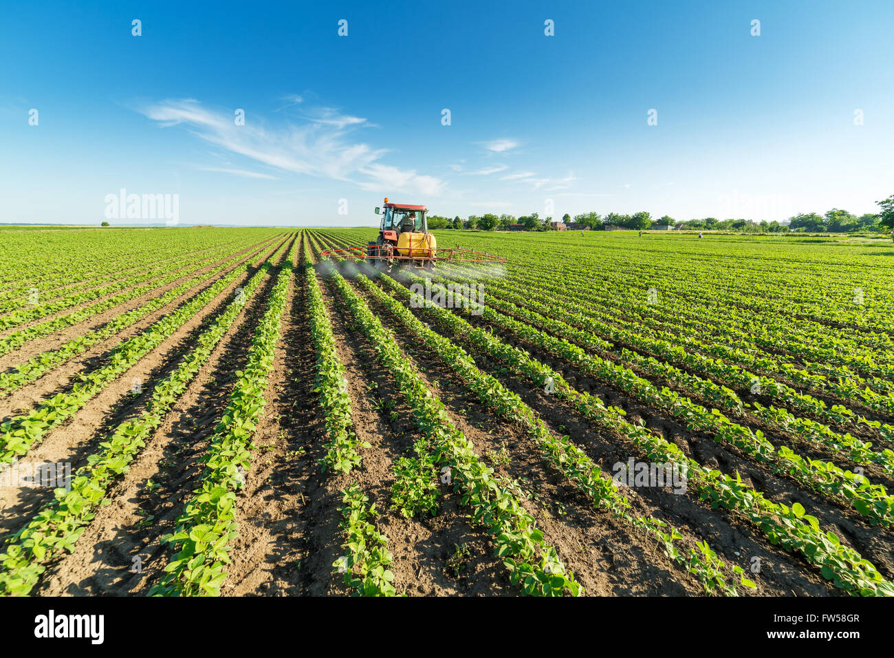 Spraying soybean crops Stock Photo Alamy
