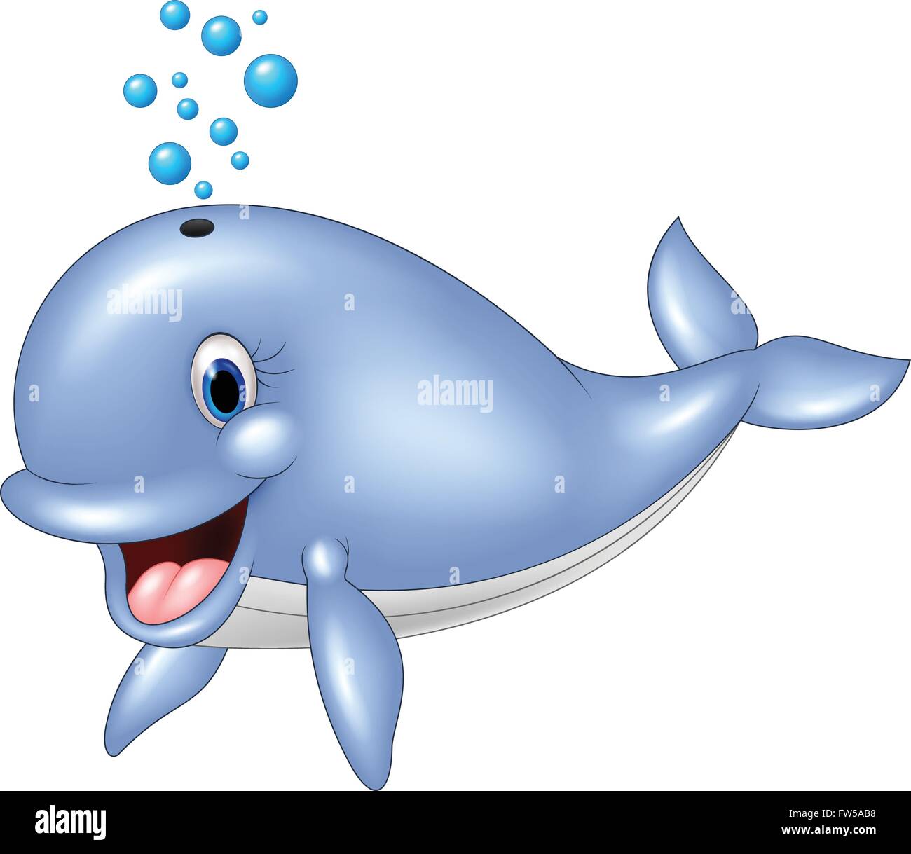 Cartoon blue whale isolated on white background Stock Vector Image ...