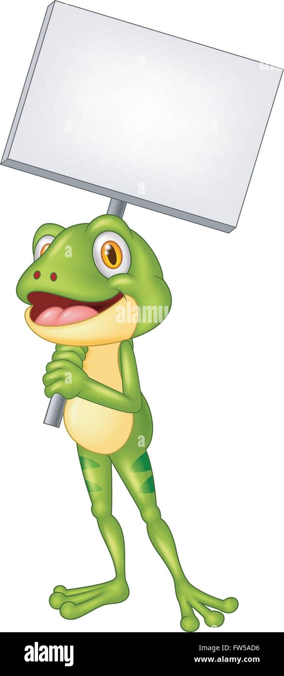 Cartoon adorable frog holding blank sign Stock Vector Image & Art - Alamy
