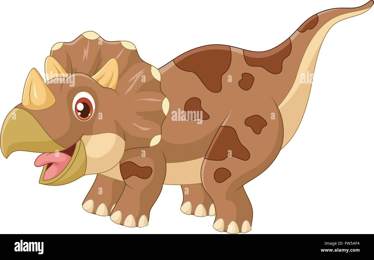 Cartoon Triceratops Three Horned Dinosaur Illustration Stock Vector Image And Art Alamy