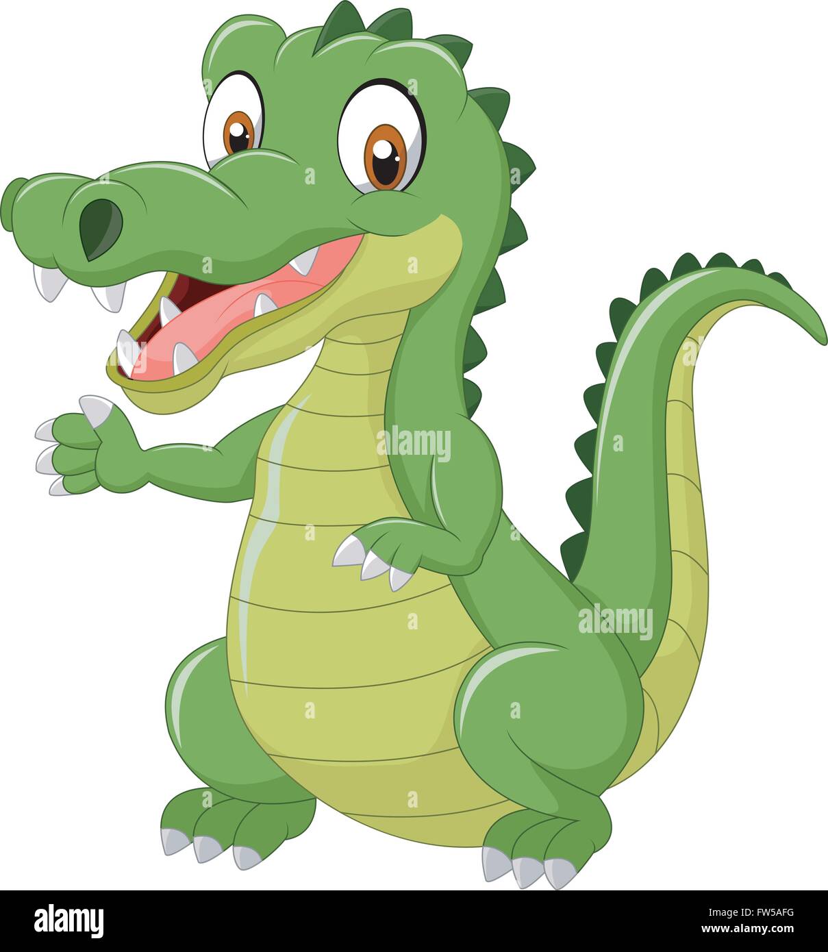 Funny crocodile standing and posing with hand waving Stock Vector