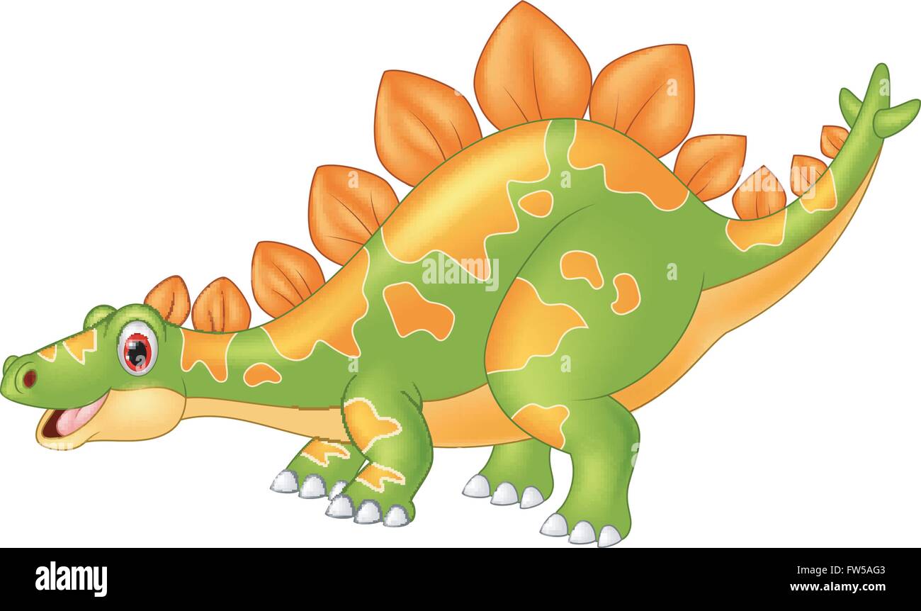 Cartoon big dinosaur Stegosaurus Stock Vector