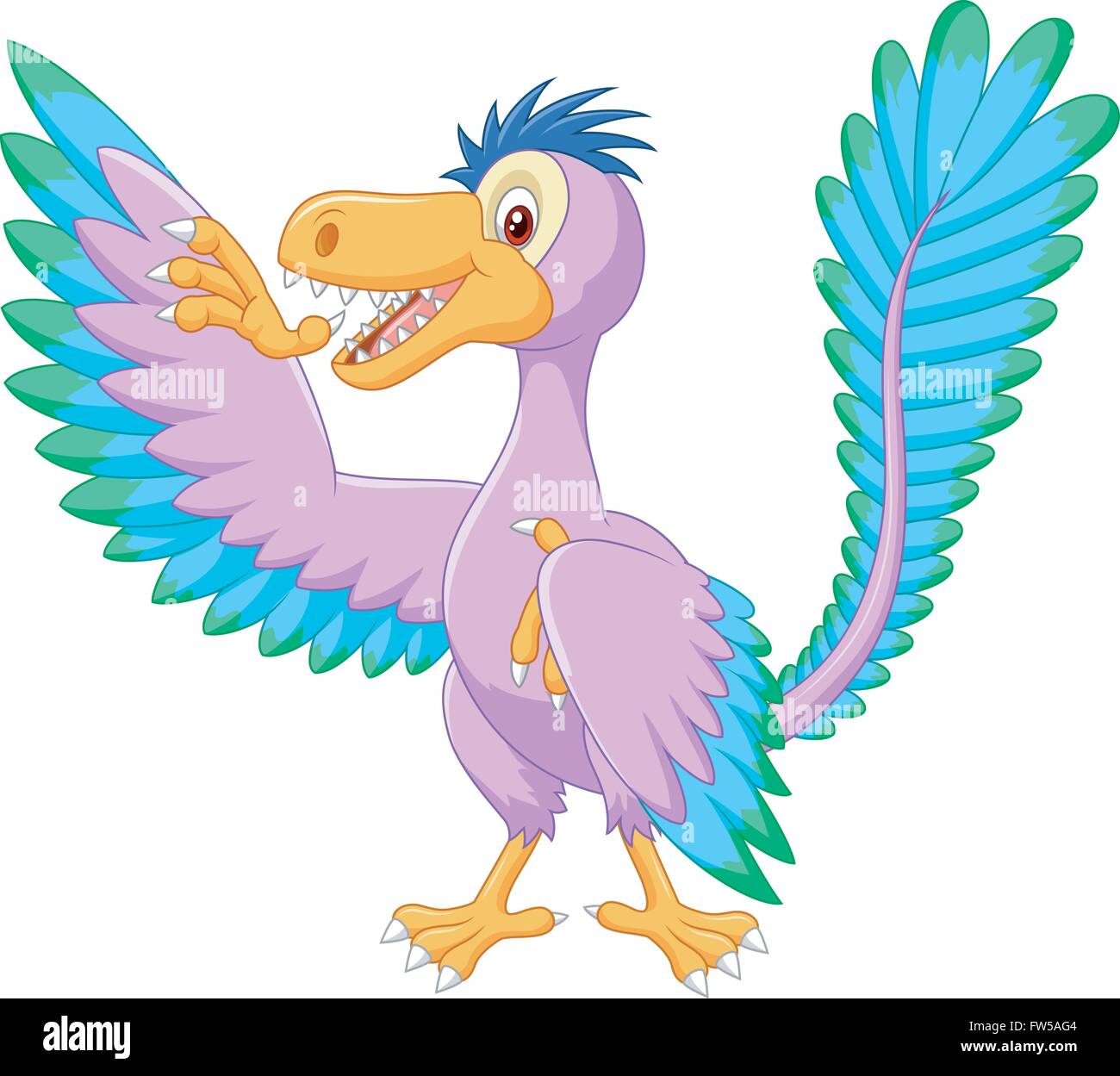 Cartoon archaeopteryx waving Stock Vector