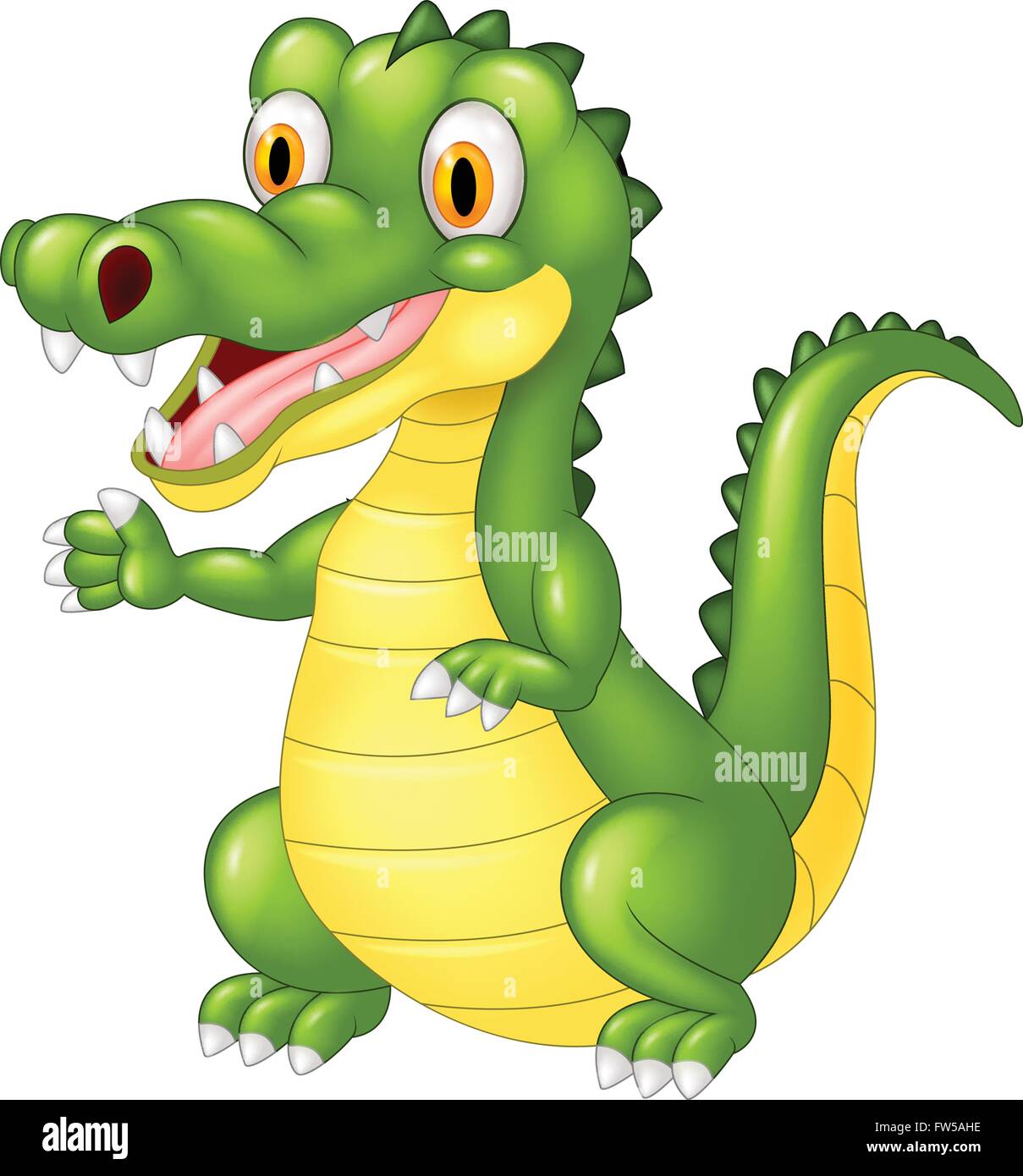 Happy cartoon crocodile waving hand Stock Vector