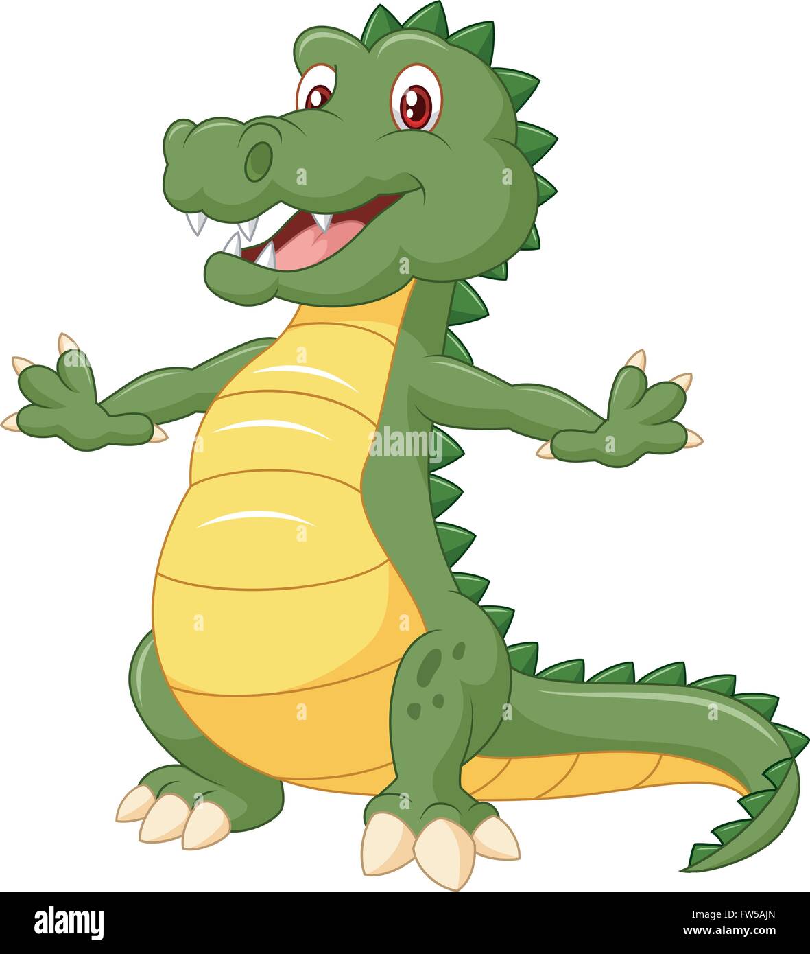 Happy cartoon crocodile posing Stock Vector