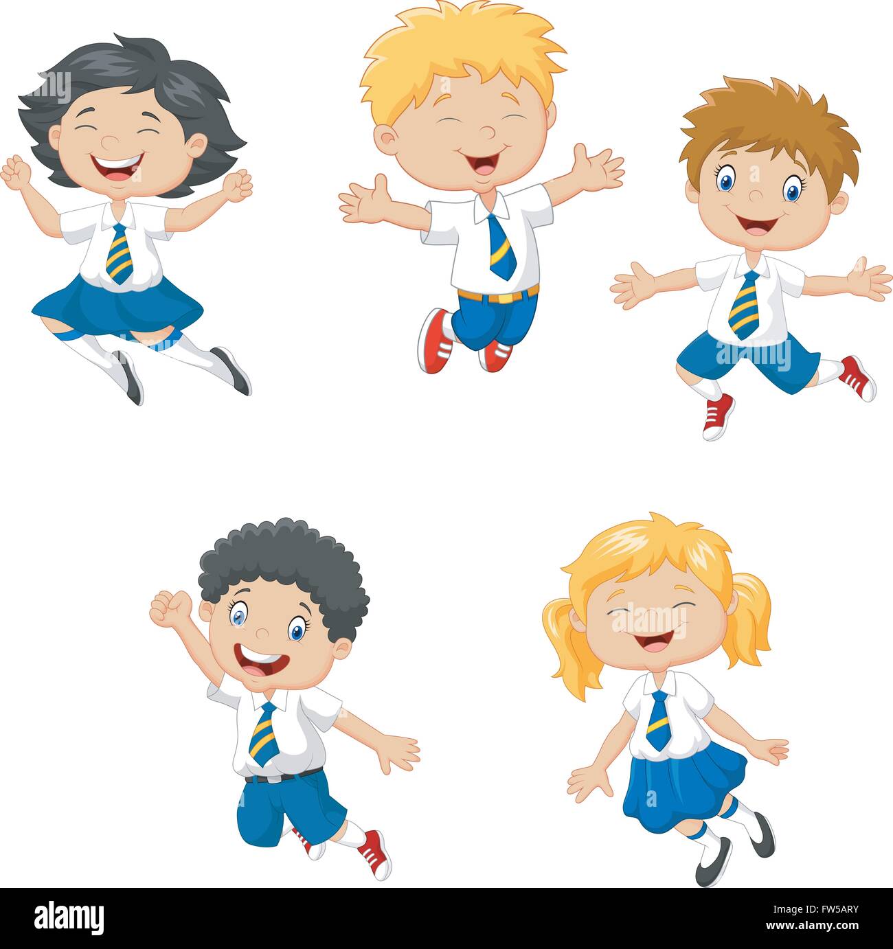 Little kids smiling and jumping together Stock Vector Image & Art - Alamy