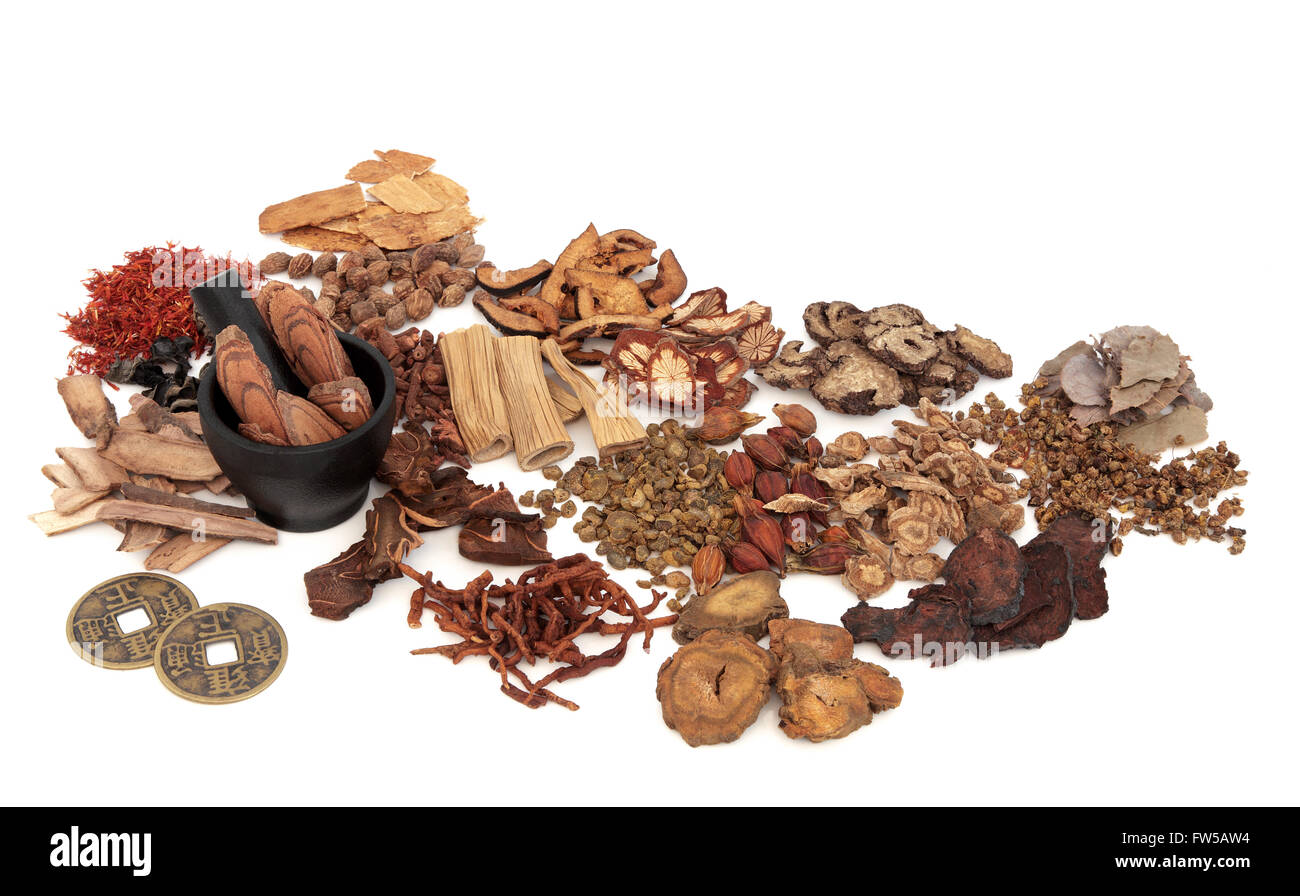 Chinese herb ingredients used in traditional herbal medicine with