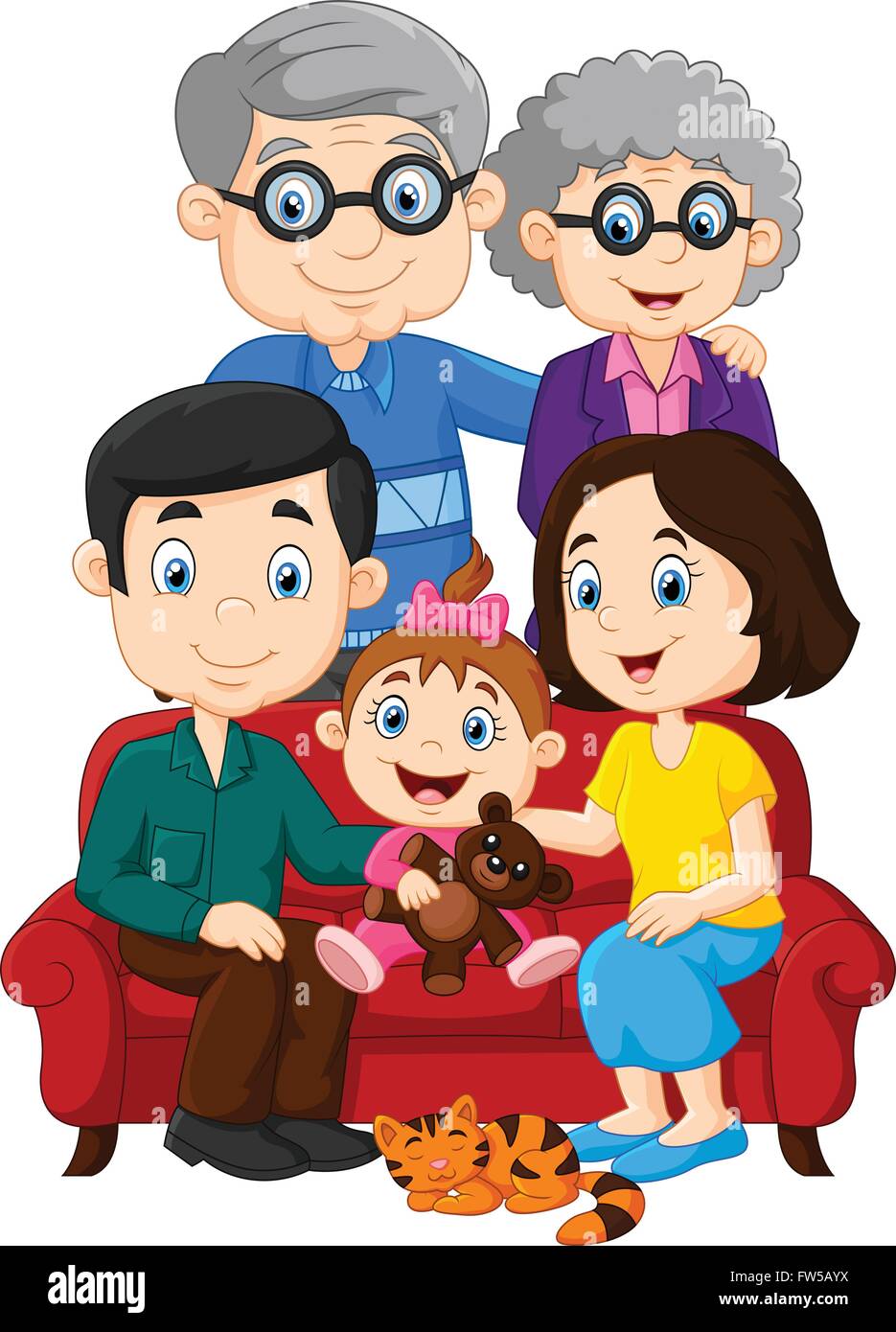Happy family isolated on white background Stock Vector Image & Art - Alamy