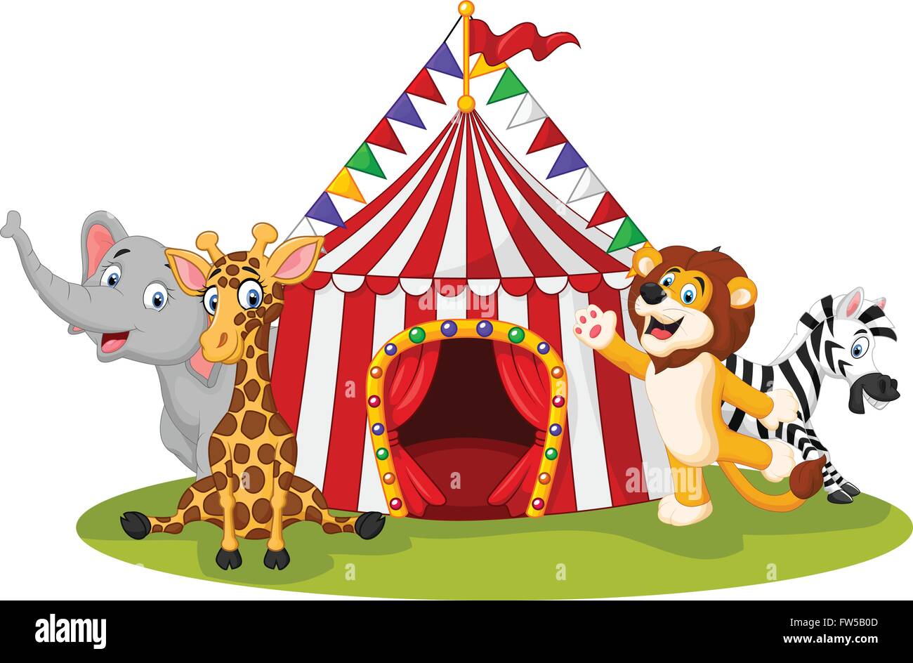 Cartoon animal circus with circus tent Stock Vector Image & Art - Alamy