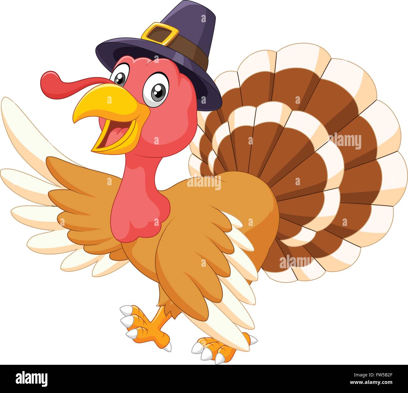 Cartoon turkey waving isolated on white background Stock Vector
