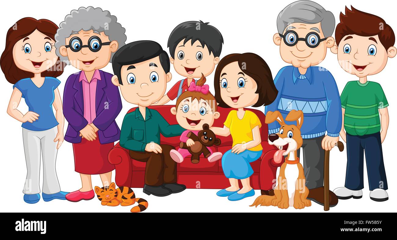 Big family with grandparents isolated on white background Stock Vector  Image & Art - Alamy