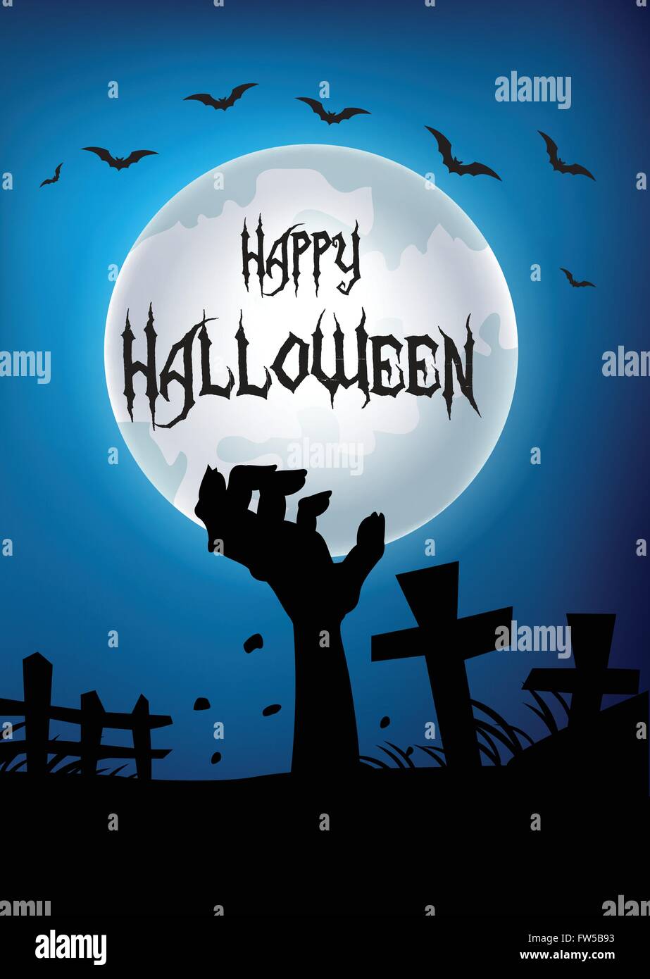Halloween background with hand out from the grave Stock Vector Image ...