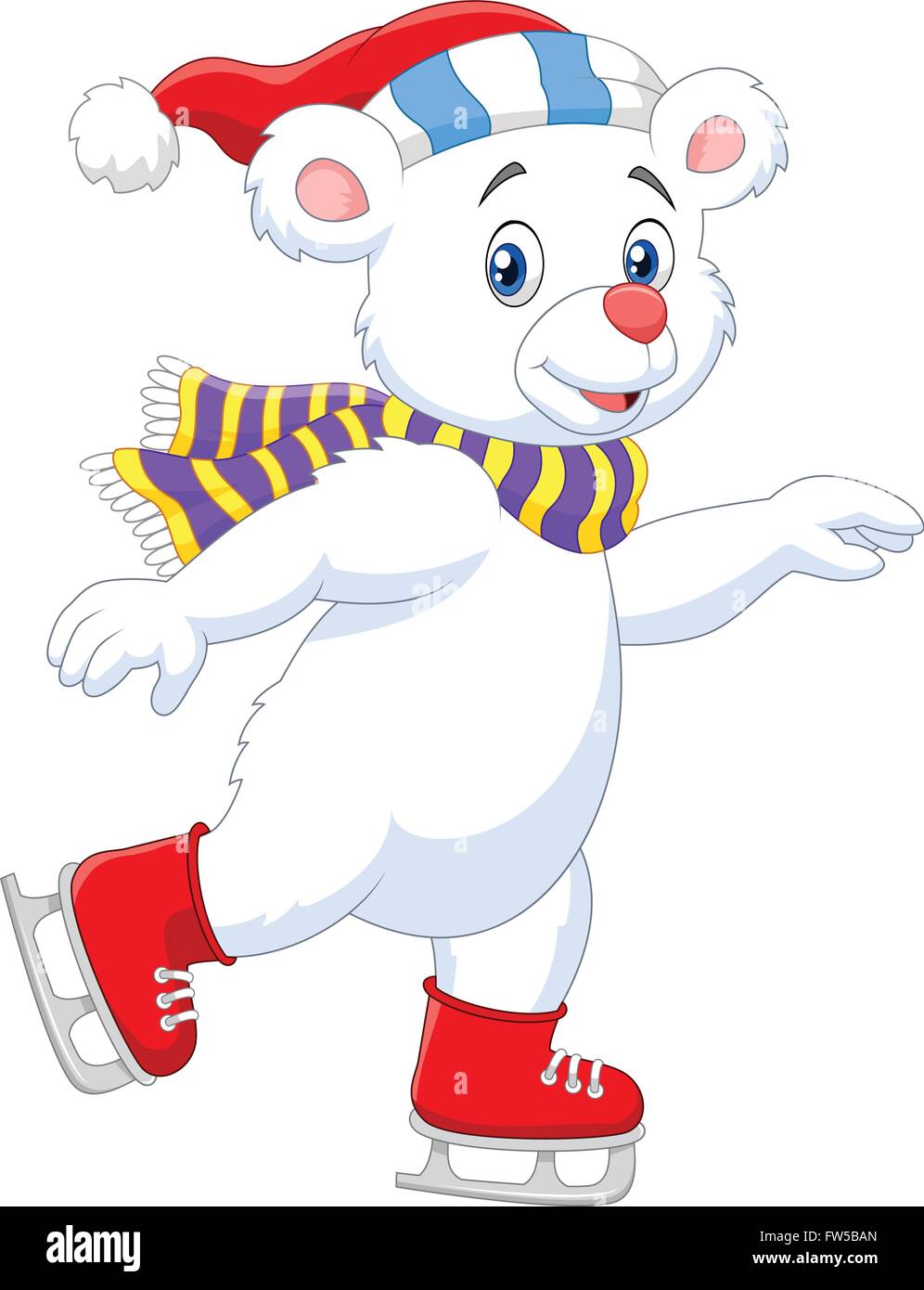 Cute cartoon polar bear ice skating Stock Vector Image & Art - Alamy