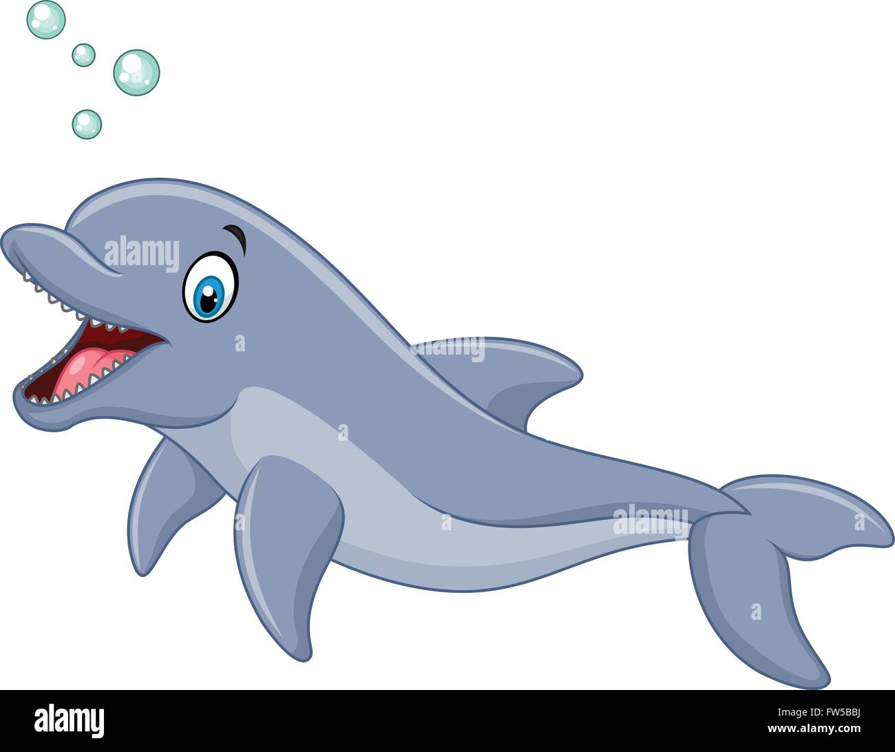 Cartoon happy dolphin isolated on white background Stock Vector