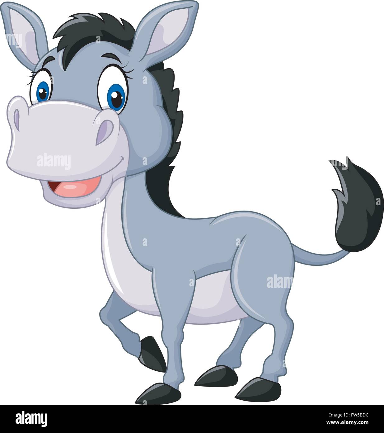 Cute baby donkey isolated on white background Stock Vector Image & Art ...
