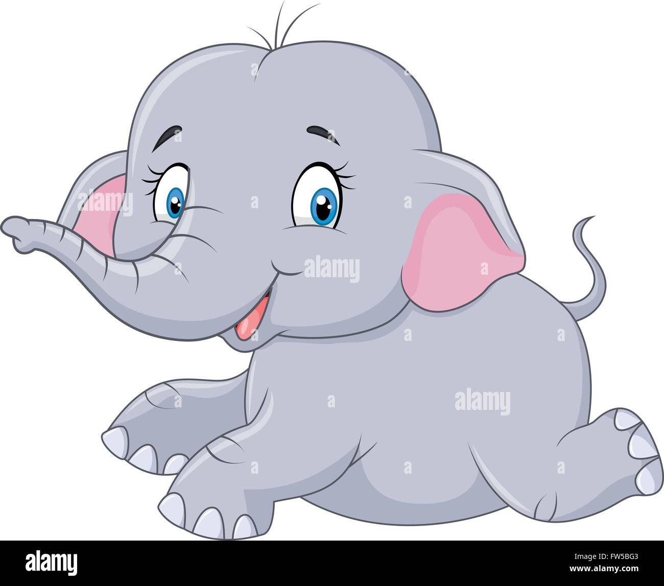 Cute baby elephant sitting isolated on white background Stock Vector ...